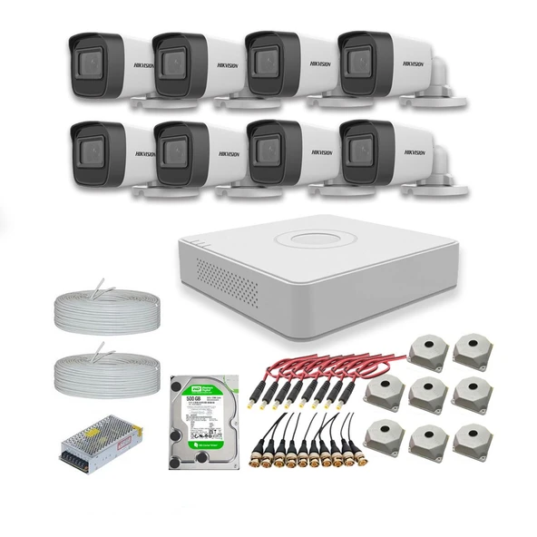 Hikvision 2mp 8 kameralı Dış ortam AHD HD-TVI Full Kamera Seti 4TB Disk ürün görseli 1