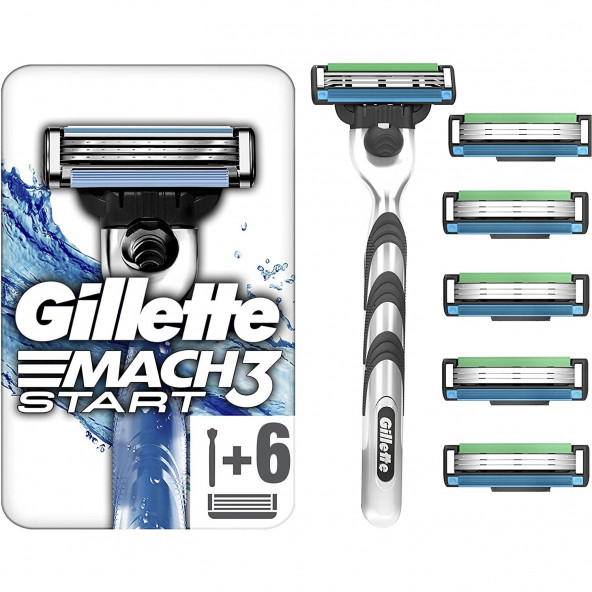 Gillette Mach3 Start Tıraş Makinesi + 6 Lı Yedek Tıraş Bıçağı ürün görseli 1