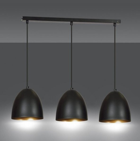 mylights  üçlü masa üstü retro  metal sarkıt avize 60 cm kasa ürün görseli 1