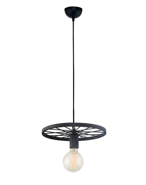 MYLİGHTS  TEKLİ METAL SARKIT AVİZE MAT SİYAH  AMPUL HARİÇTİR ürün görseli 1