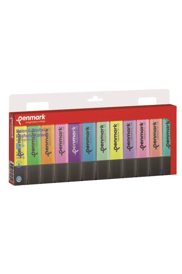 Penmark Fosforlu Kalem 12 Li Karışık Renk 6 Pastel + 6 Neon Renk ürün görseli 1