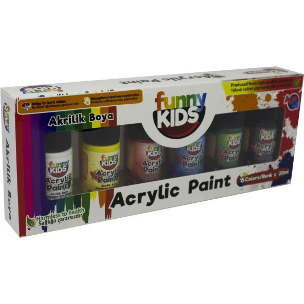 Funny Kids Akrilik Boya Seti 20 ML 6 Lı Set ürün görseli 1