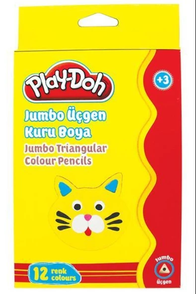 Play-Doh 12 Renk Jumbo Üçgen Kuru Boya ürün görseli 1