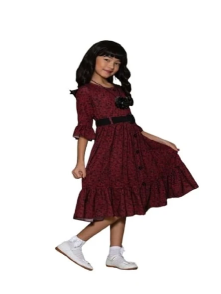 Gülücük Kids Kız Çocuk Çiçekli Şifon Elbise 854 ürün görseli 1