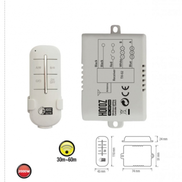 HOROZ 105-001-0002 CONTROLLER-2 2000W 30M-60M 2 KANAL ürün görseli 1