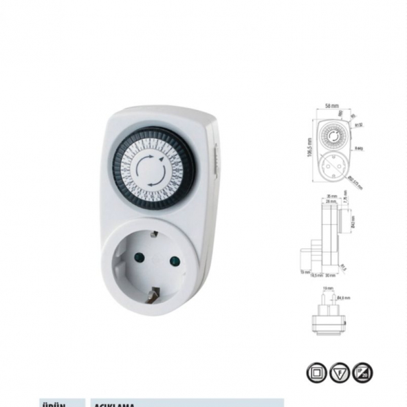 HOROZ 108-001-0001 TİMER-1 3500W MEKANİK GÜNLÜK ZAMAN SAATİ ürün görseli 1