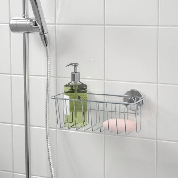 Duş Sepeti IKEA Vantuzlu MeridyenDukkan çinko kaplama 24x11 cm Çelik, Galvanizli, Banyo Duvar Rafı ürün görseli 1
