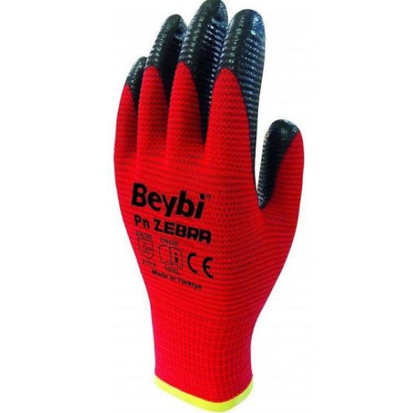 BEYBİ ZEBRA NİTRİL ELDİVEN KIRMIZI 9 - 10 - 12 çifli satışta ürün görseli 1