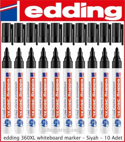 Edding 360 XL Siyah Tahta Kalemi 10'lu Kutu ürün görseli 1