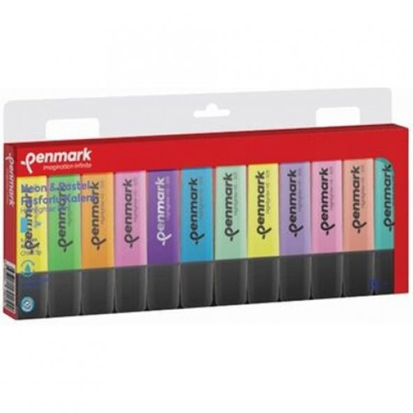 Penmark Fosforlu Kalem 12 Li Karışık Renk 6 Pastel+ 6 Neon ürün görseli 1