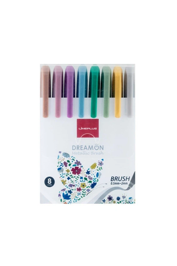 Lineplus Keçeli Kalem Fırça Uçlu Dreamon 8 Li Metalik ürün görseli 1