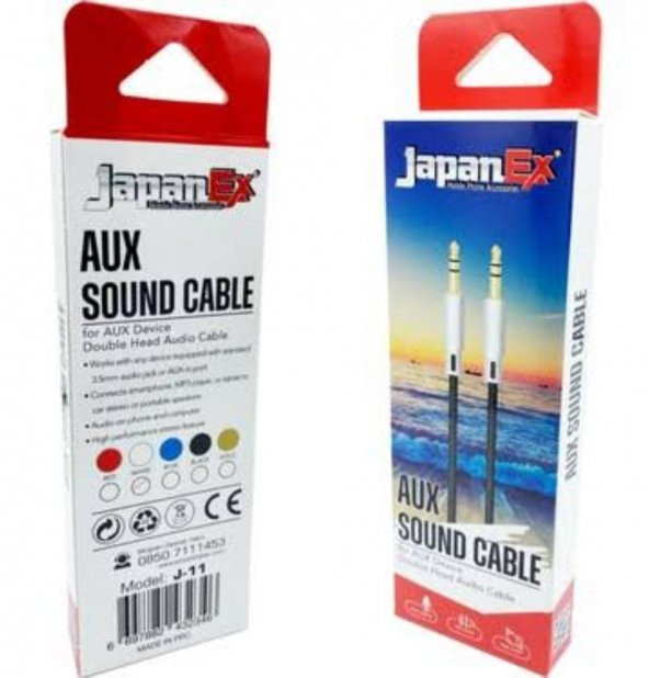Japanex 3,5 mm Hasır Örgülü Aux Kablosu Renkli Ses Kablo ürün görseli 1