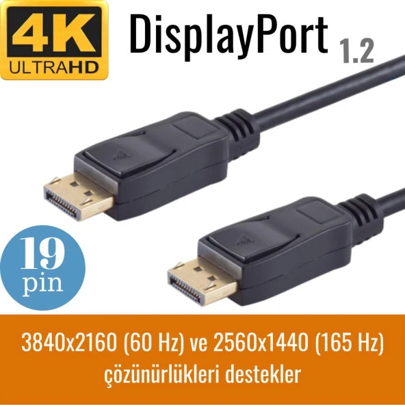 IRENIS DisplayPort Kablo - 19 pin - 165 Hz destekli - 21 Gbit ürün görseli 1