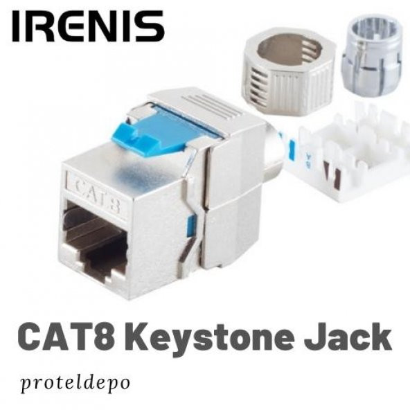 IRENIS CAT8 Keystone Jack, Cat8, Cat7 Kablo uyumlu ürün görseli 1