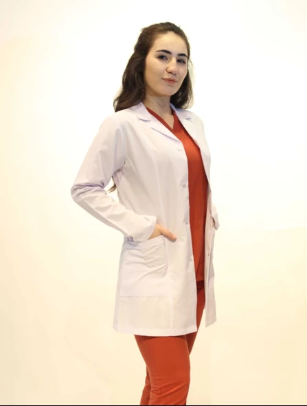 Doktor Hemşire Bayan Orta Boy Gömlek Yaka Beyaz Önlük xxs ürün görseli 1
