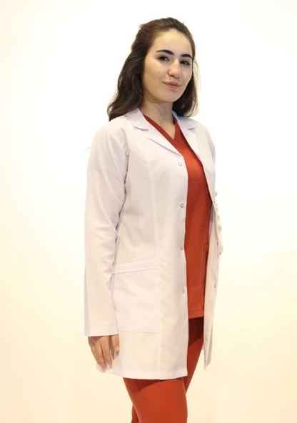 Doktor Hemşire Bayan Orta Boy Gömlek Yaka Beyaz Önlük M - Resim 2