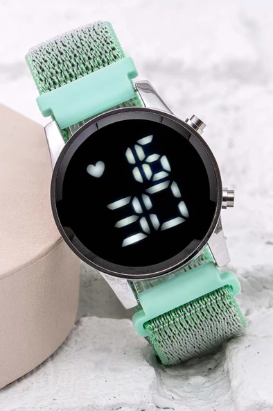 Turkuaz Cırtlı Yapışır Kordon Yeni Moda Led Unisex Kadın Saat Hediyelik ST-304059 ürün görseli 1