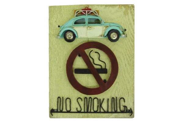 Mnk Home Nostaljik Araba Figürlü Ahşap Kapı Yazısı No Smoking 24cm ürün görseli 1
