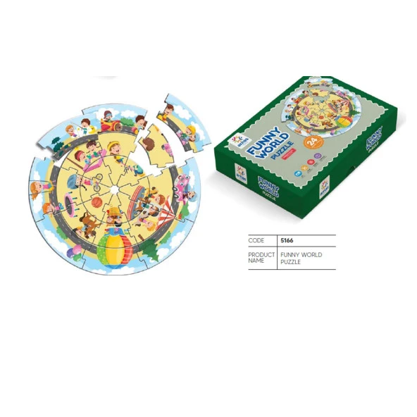 Arnas Toys 5166 Funny World Eğitici Dünya Puzzle 24 Parça Karton Puzzle ürün görseli 1