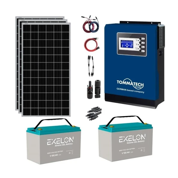 Güneş Enerjisi Bağ Evi Solar Paketi 3KVA İnverter 350W Güneş Paneli 100AH Jel Akü ürün görseli 1