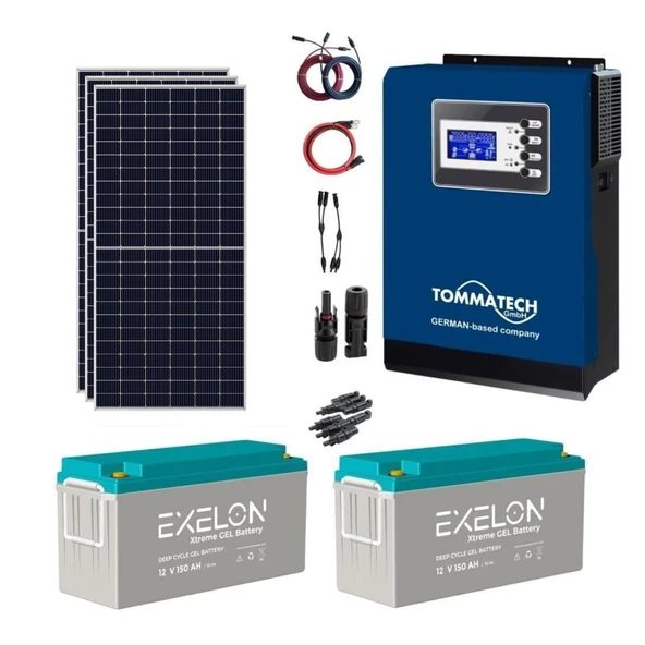 Güneş Enerjisi Bağ Evi Solar Paketi 3KVA İnverter 280W Güneş Paneli 150AH Jel Akü ürün görseli 1