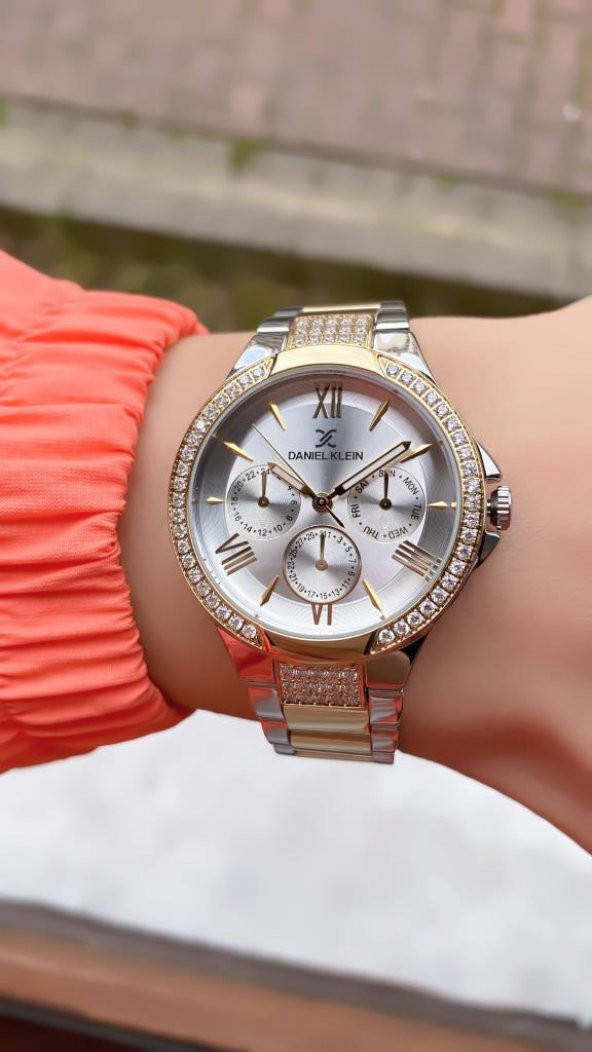 DANIEL KLEIN EDK.1.10036.5 BİLEKLİK HEDİYELİ YENİ SEZON SILVER GOLD KADIN KOL SAATİ - Resim 3