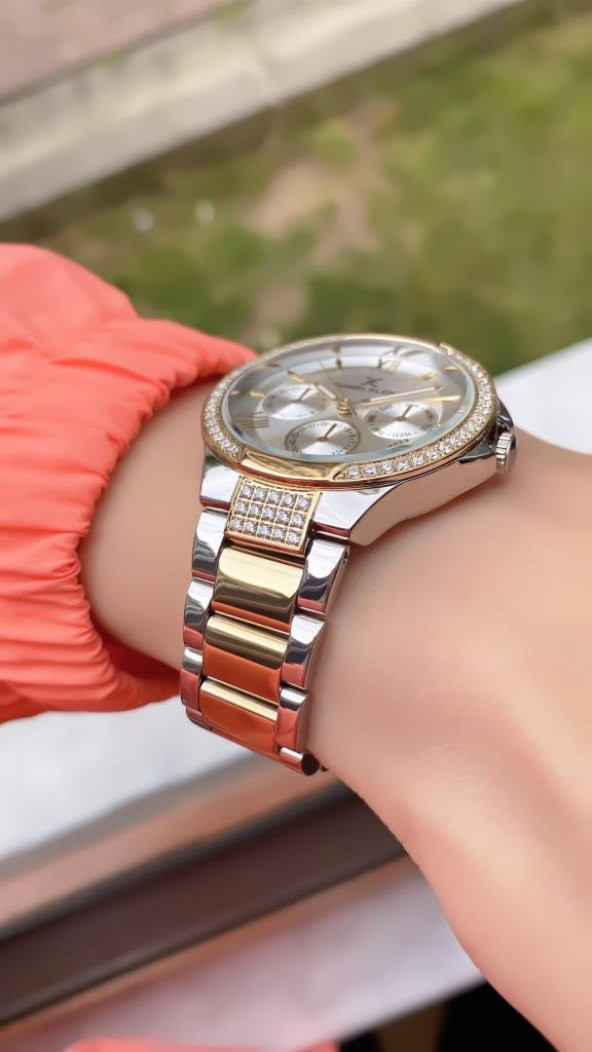 DANIEL KLEIN EDK.1.10036.5 BİLEKLİK HEDİYELİ YENİ SEZON SILVER GOLD KADIN KOL SAATİ - Resim 5