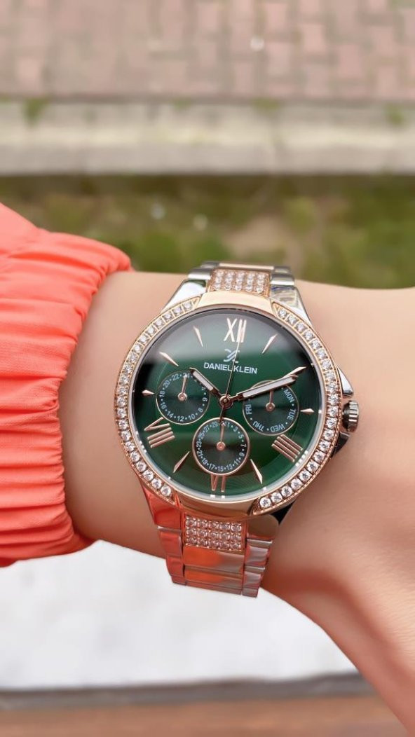 DANIEL KLEIN EDK.1.10036.6 BİLEKLİK HEDİYELİ YENİ SEZON YEŞİL KADRANLI KADIN KOL SAATİ - Resim 4