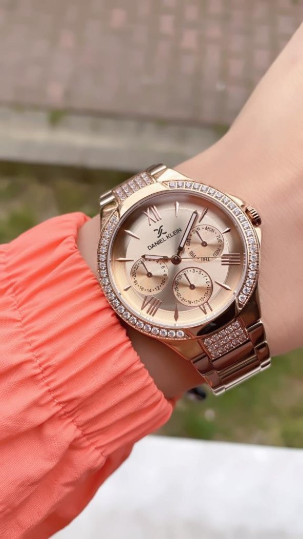 DANIEL KLEIN EDK.1.10036.2 BİLEKLİK HEDİYELİ YENİ SEZON ROSE GOLD KADIN KOL SAATİ - Resim 4