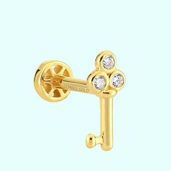 Altın Anahtar Tragus Piercing 14 Ayar ürün görseli 1