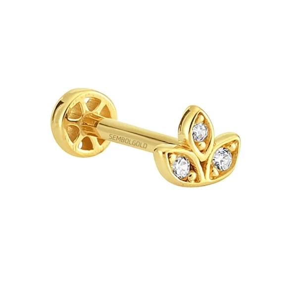 Altın Cemre Tragus Piercing 14 Ayar - Resim 2