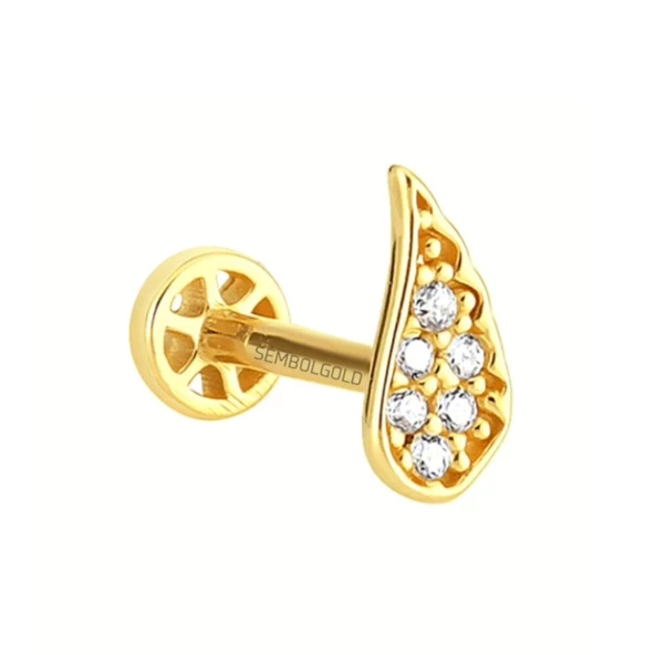 Altın Melek Tragus Piercing 14 Ayar - Resim 2