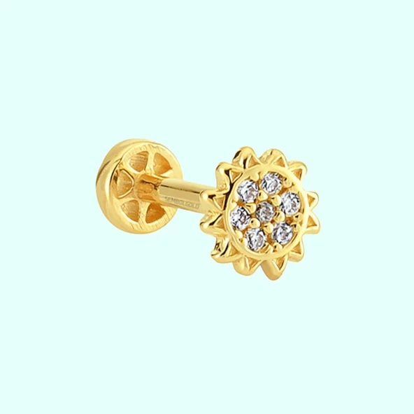 Altın Güneş Tragus Piercing 14 Ayar ürün görseli 1