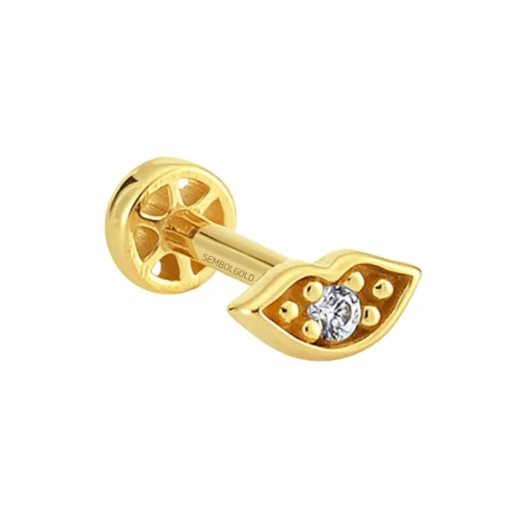 Altın Dudak Tragus Piercing 14 Ayar - Resim 2