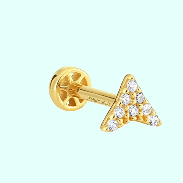 Altın Üçgen Tragus Piercing 14 Ayar ürün görseli 1