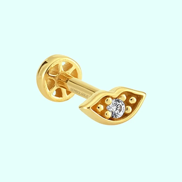 Altın Dudak Tragus Piercing 14 Ayar ürün görseli 1