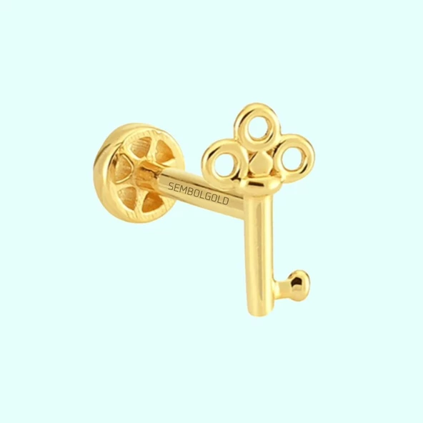 Altın Anahtar Tragus Piercing 14 Ayar ürün görseli 1
