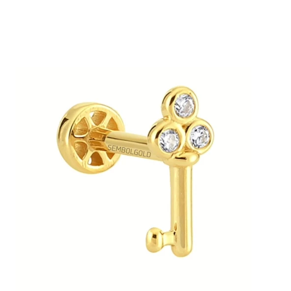 Altın Anahtar Tragus Piercing 14 Ayar - Resim 2