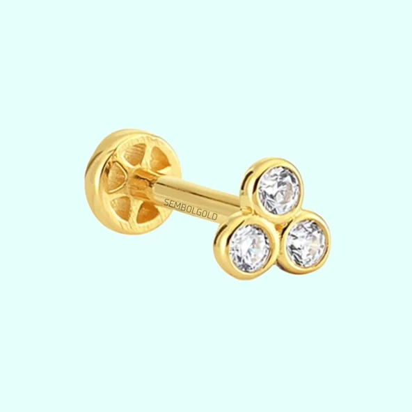 Altın Üçtaş Tragus Piercing 14 Ayar ürün görseli 1