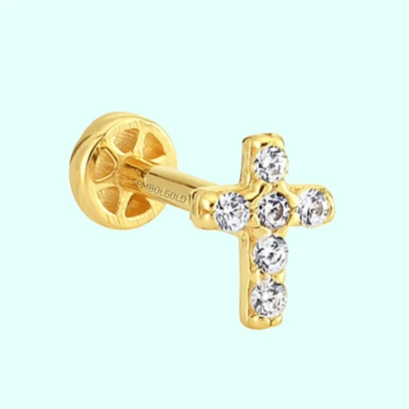 Altın Hac Tragus Piercing 14 Ayar ürün görseli 1