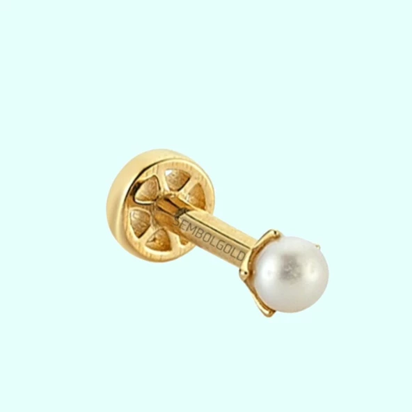 Altın İnci Tragus Piercing 14 Ayar ürün görseli 1