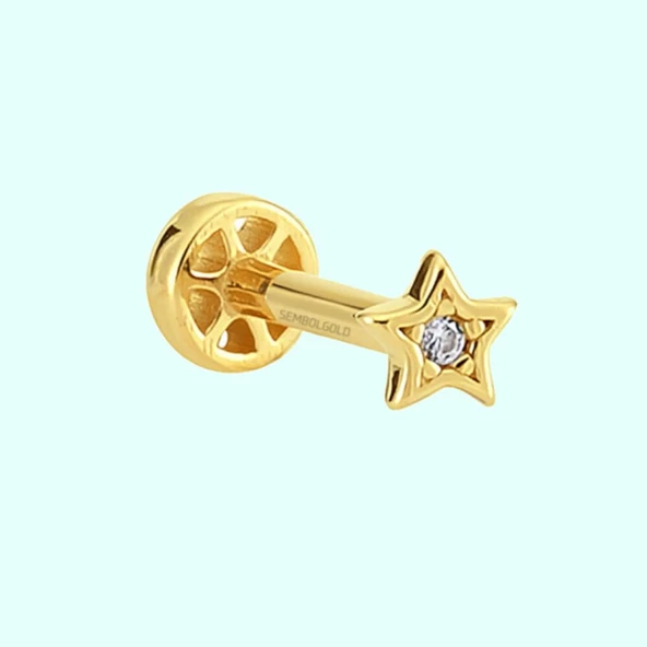 Altın Yıldız Tragus Piercing 14 Ayar ürün görseli 1