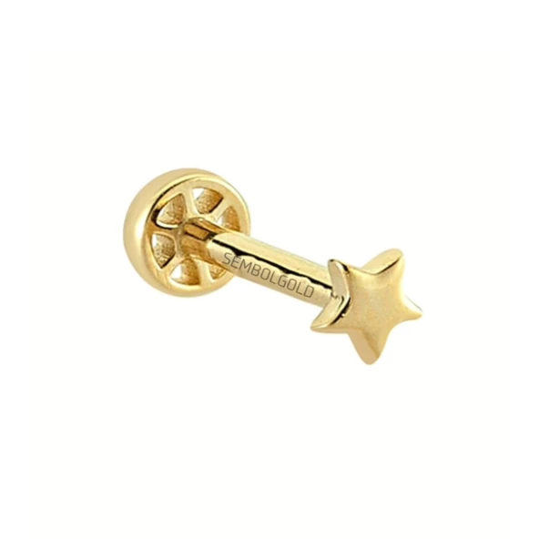 Altın Yıldız Tragus Piercing 14 Ayar - Resim 2
