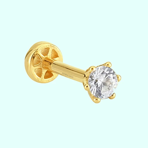 Altın Tektaş Tragus Piercing 14 Ayar ürün görseli 1