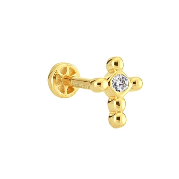 Altın Hac Tragus Piercing 14 Ayar - Resim 2