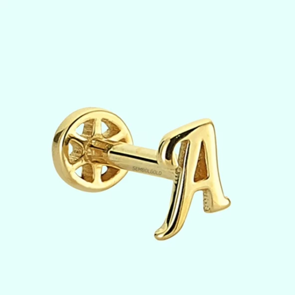 Altın Piercing -A- Harf 14 Ayar Tragus ürün görseli 1