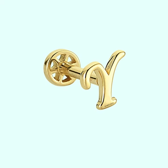 Altın Piercing -Y- Harf 14 Ayar Tragus ürün görseli 1