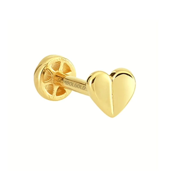 Altın Heart Tragus Piercing 14 Ayar - Resim 2