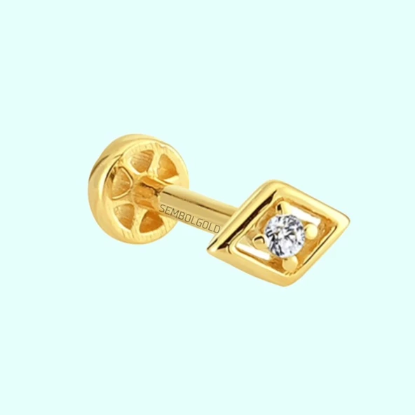 Altın Üçgen Tragus Piercing 14 Ayar ürün görseli 1