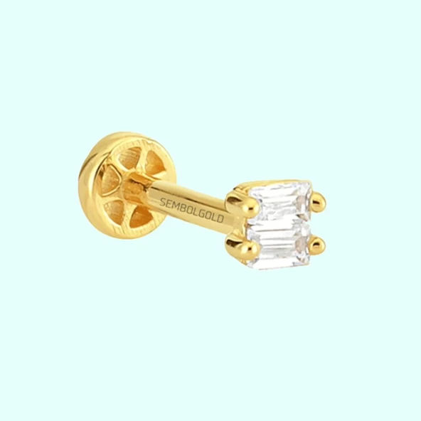 Altın Baget Tragus Piercing 14 Ayar ürün görseli 1